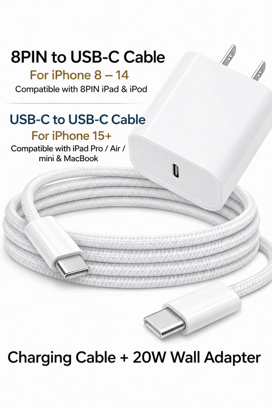 20W Fast Charger For Apple iPhone 17 16 15 14 13 11 USB-C Adapter PD Cable Lot