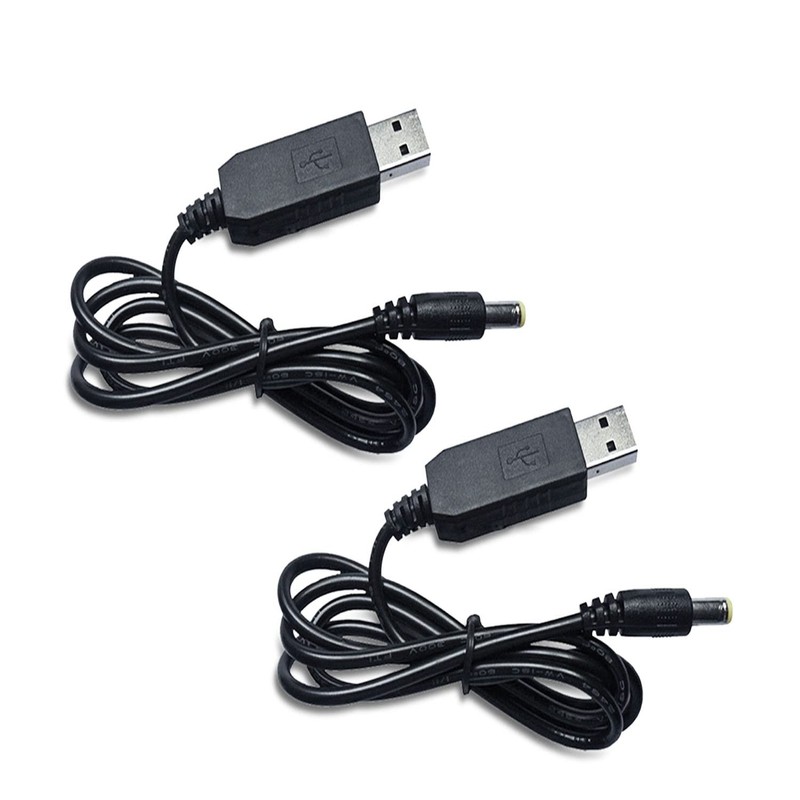 2 PCS USB 5V To DC 12V Step Up Converter Cable 5.5×2.1mm Jack 1M/3.28ft
