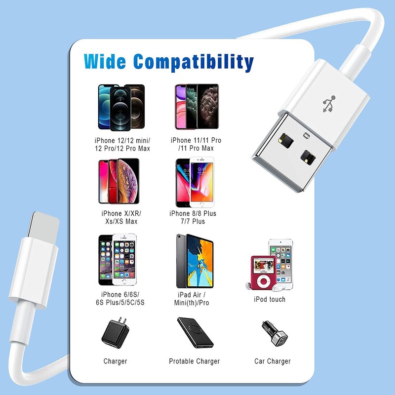 For iPhone 6 7 8 X XR XS 11 12 13 14 Charger Cable USB Charging Cord 3/6Ft Lot gallery