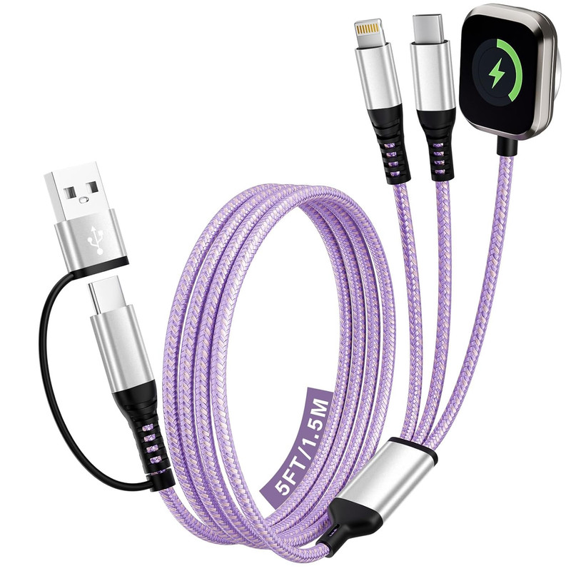Travel Essentials, 3 in 2 USB A/C Cable to Iphone 17 Charger/Iwatch Charger/Ip,