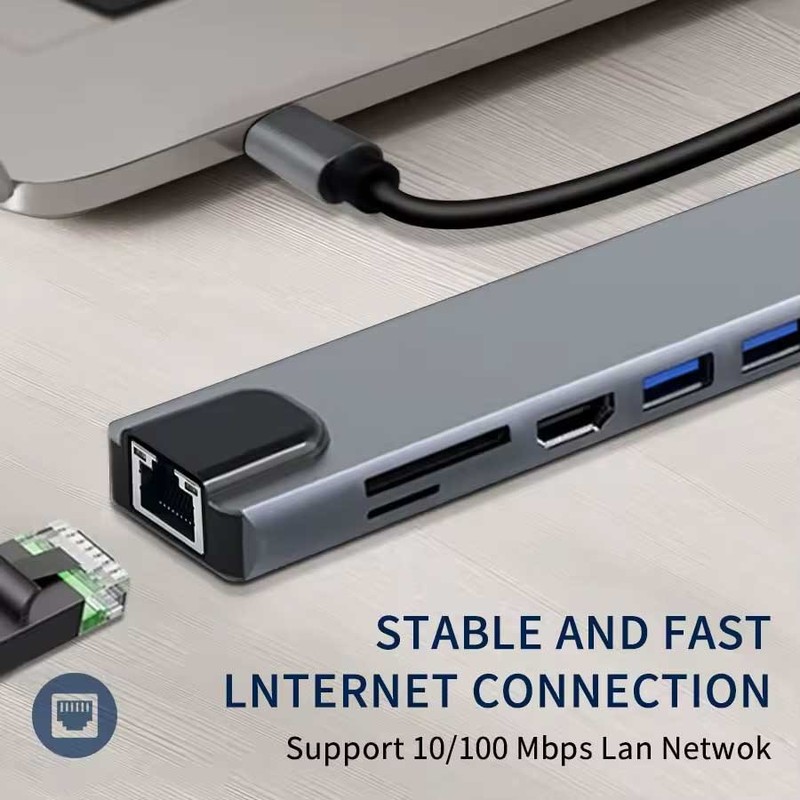 For Galaxy XCover7/XCover6 Pro - HDMI TV Adapter 8-in-1 USB-C Hub RJ45 Ethernet gallery