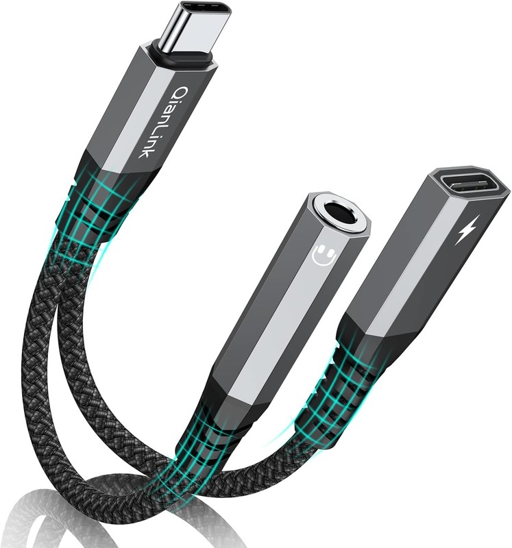 USB C to 35mm Headphone and Charger Adapter Fast Charging