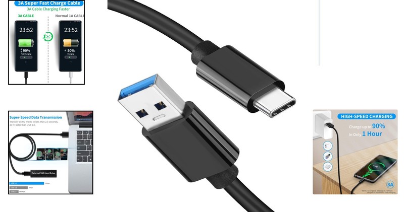 3FT USB C to USB A Fast Charging Cable - 10Gbps Data Sync for Devices gallery