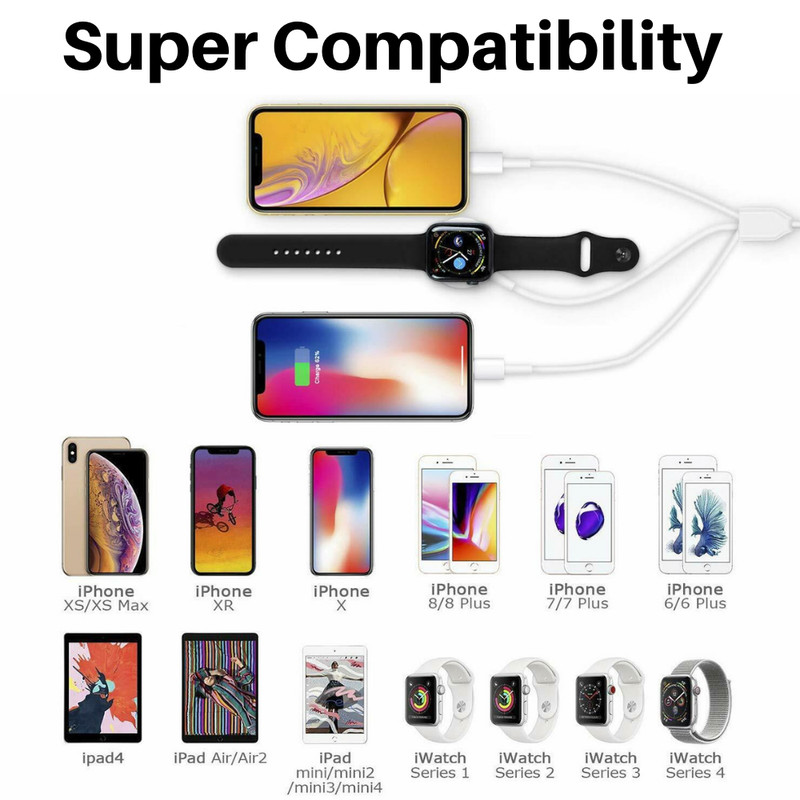 For Apple Watch iWatch SE 6 5 4 3 2 1 iPhone XR 3 in1 USB Magnetic Charger Cable gallery