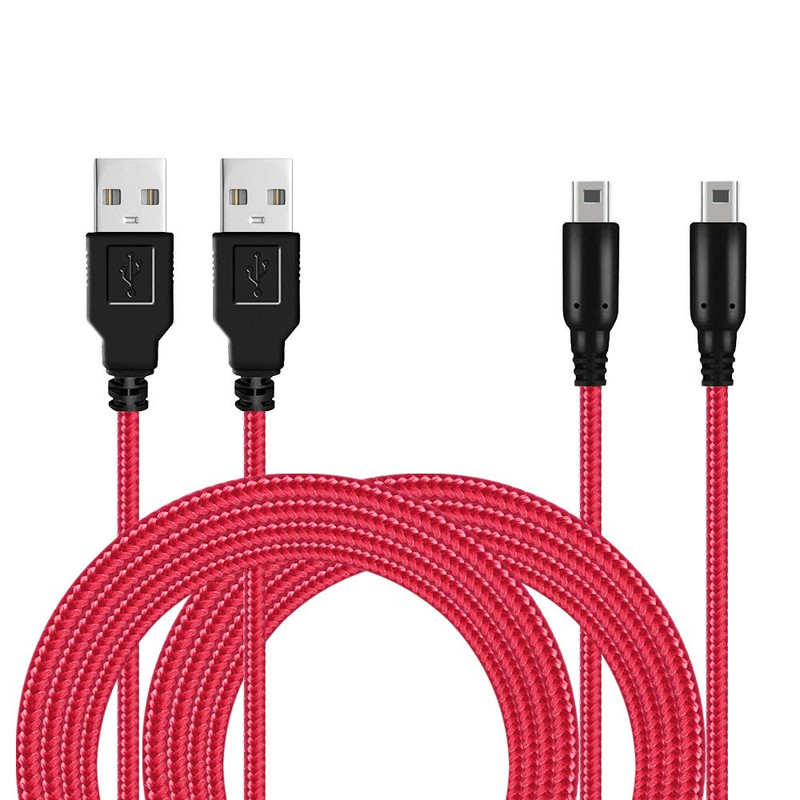 2 Pack 5Ft 3DS/ 2DS USB Charger Cable, Nylon Braided Power Charging Cord Cable C