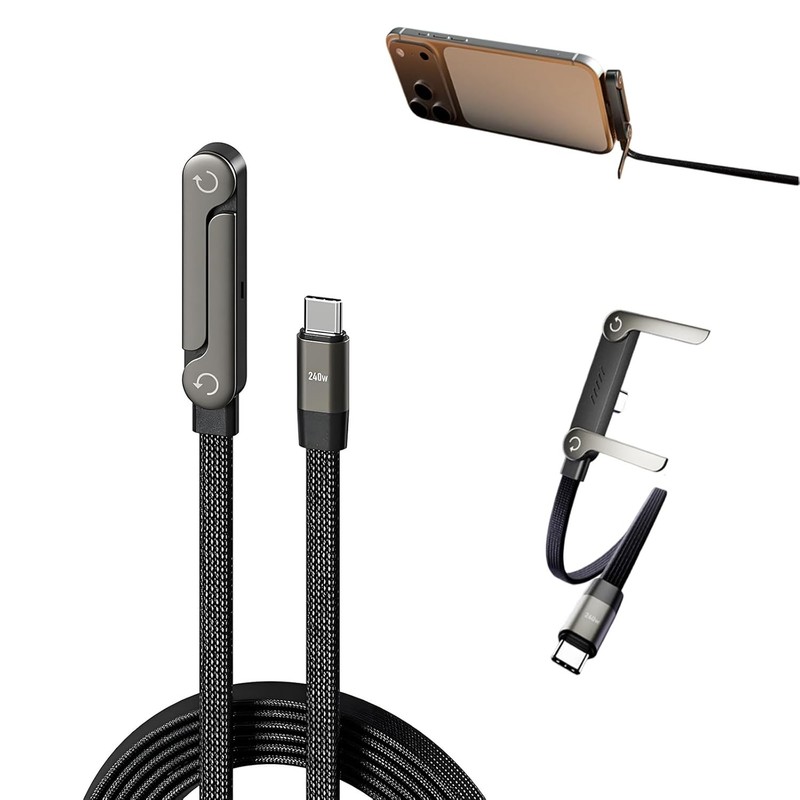 2-in-1 Invisible Stand Charging Cable, Multi Charger Cord with Type C Multi-Angl