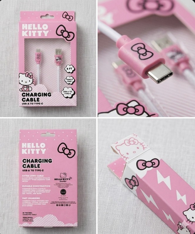 Hello Kitty USB A to USB C 6FT Charging Cable Tangle Free Color Pink Brand New