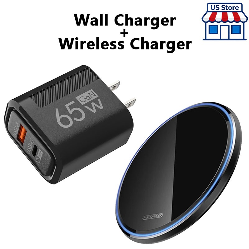 25W Wall Fast Charger Wireless Charging Pad For Samsung iPhone Android Phone US