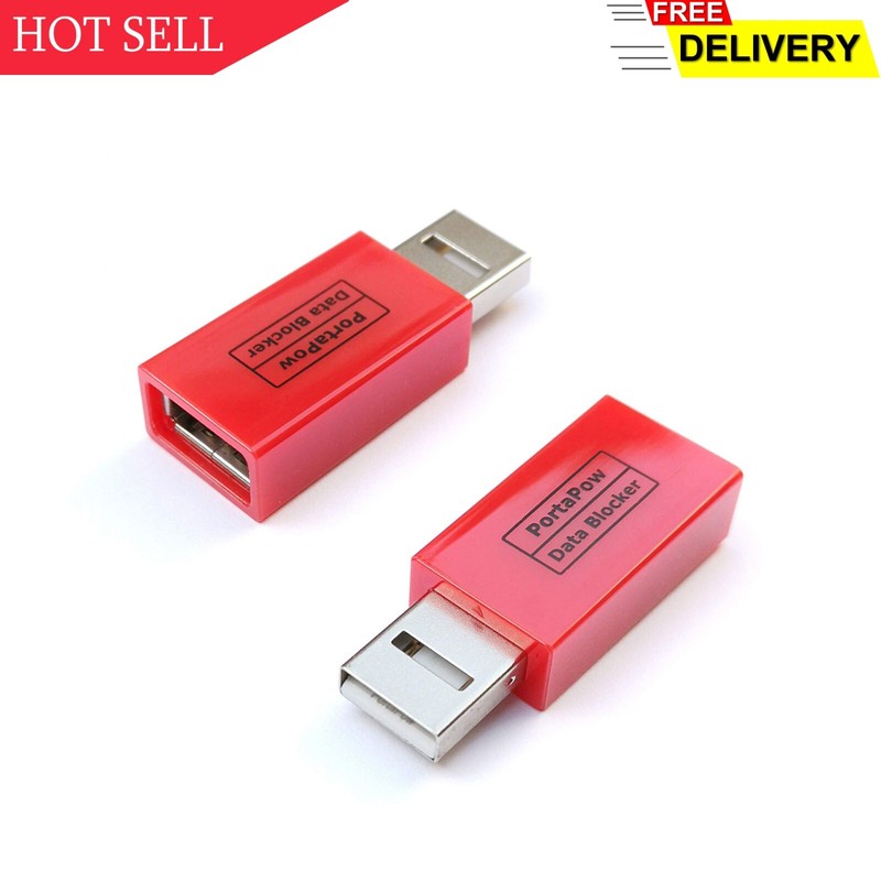 PortaPow 3rd Gen USB Data Blocker (Red 2 Pack) – Protect Against Juice Jacking