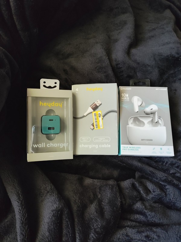 Android Cell Phone Accessory Bundle USB-C Wall Charger Charging Cable Ear Buds