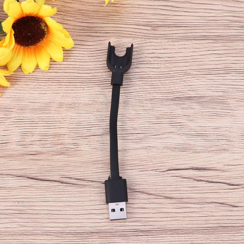 USB Charger Cable for Smartwatch Compatible with Mi Band 3 Black Flat Tpe Cord gallery