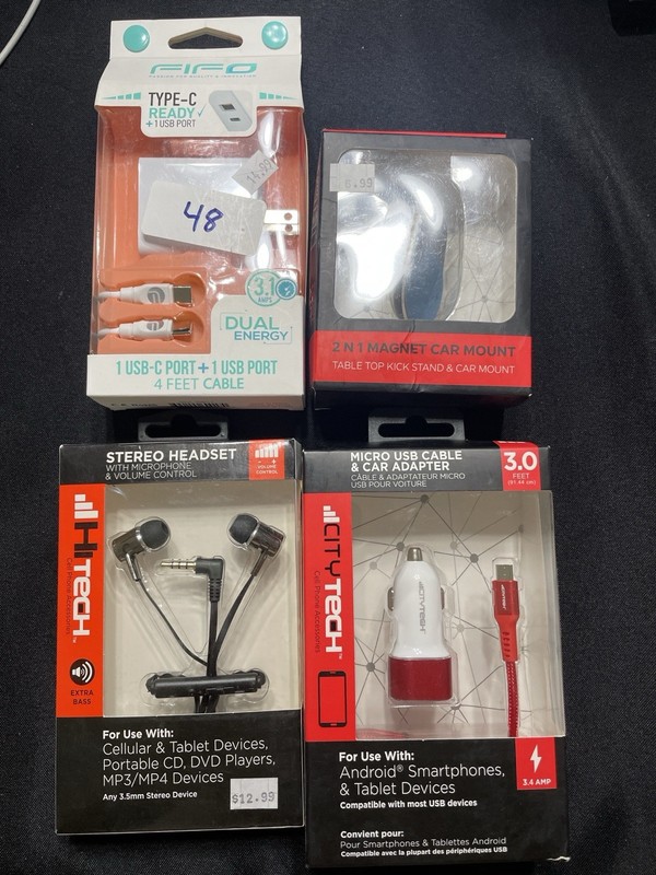 Cell Phone Accessory Lot Charger Cables Headset Car Mount New