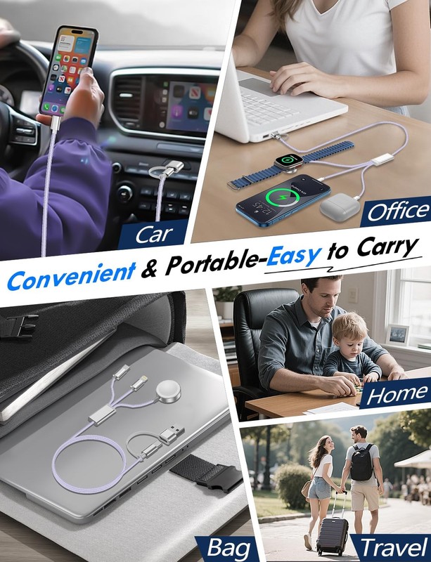 Purple 3 in 2 Multi Charging Cable Travel Essentials gallery