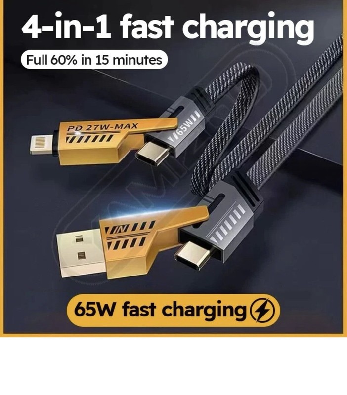 Lot Of 5-4 in 1 USB C Charging Cable 1.2m Type-C Nylon PD 65W 27W Fast gallery