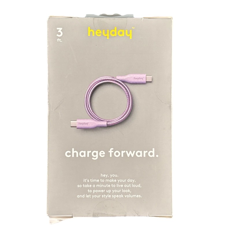 Heyday USB-C to USB-C Cable Pastel Lavender 3ft Fast Charging Cord NEW