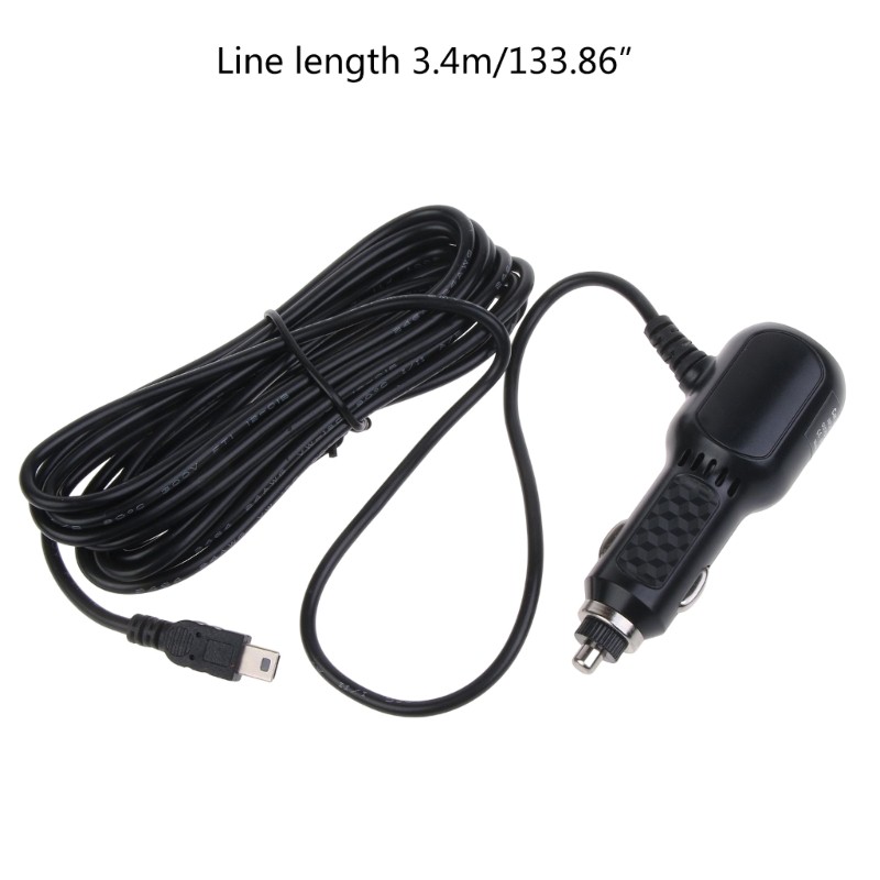 5V 3.5A Dual-USB Port DashCam Car Adapter Mini USB Power Cable gallery