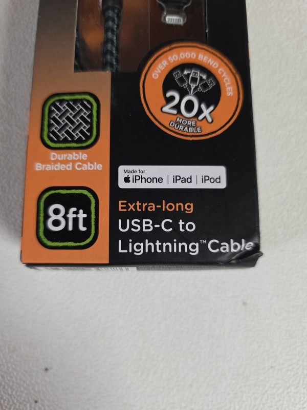 Eco Survivor USB C table Extra Long 8 ft Braided NOS iPhone iPad Ipod See Photos gallery