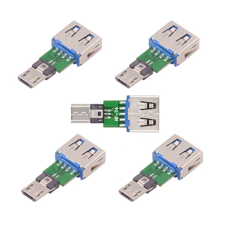5pcs/lot USB 2.0 Micro 5Pin Male Connector to USB Type-A Female OTG Data Conv…