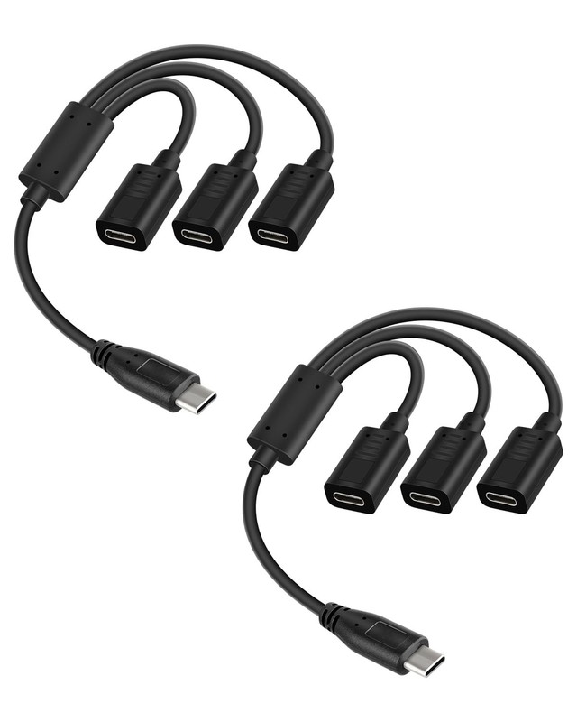 USB C Multi Charging Cable 30cm, 5V/3A USB C Splitter 1 in 3 Out, Type C Spli...