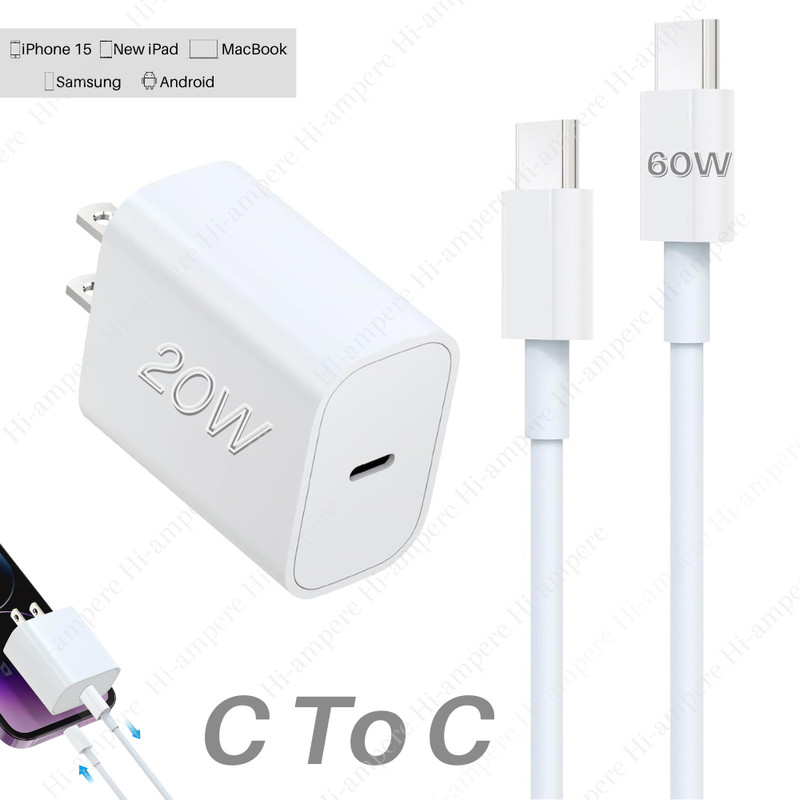 USB C to Type C 20W PD Fast Charger Cable For iPhone 15 Pro Max/16 Plus iPad Pro gallery