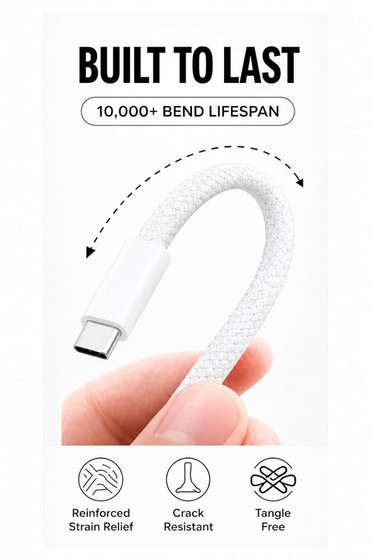 USB-C 60W Fast Charging Cable, 3.3 ft, Nylon Braided gallery