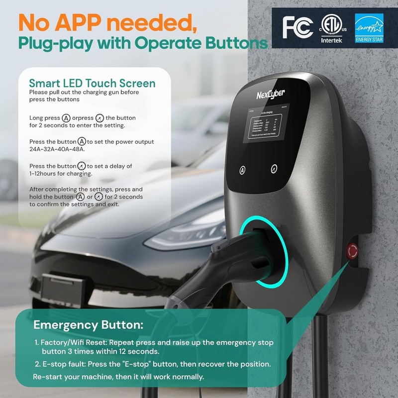 Level 2 EV Charger Station 48 Amp 25ft Cable NEMA 14-50 Plug J1772 Connector gallery
