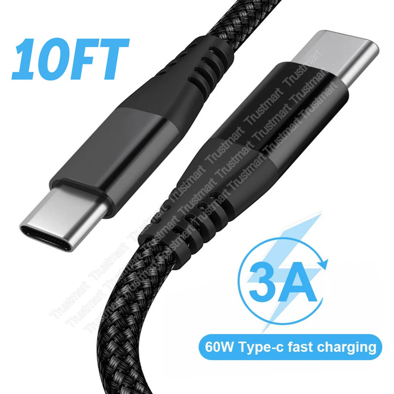 60W USB-C to USB-C Type C Fast Charging Cable For MacBook Pro Samsung iPhone 15