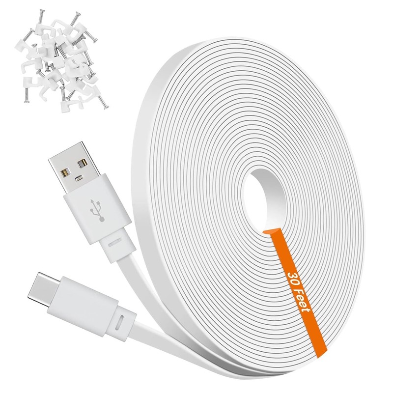 30ft USB-C Cable for Ring Security Cameras – Fast Charging Accessory