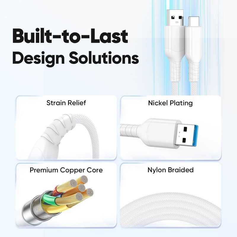 USB A to USB C Data Cable 6ft, 10Gbps High Speed Data Transfer Fast Charging ... gallery
