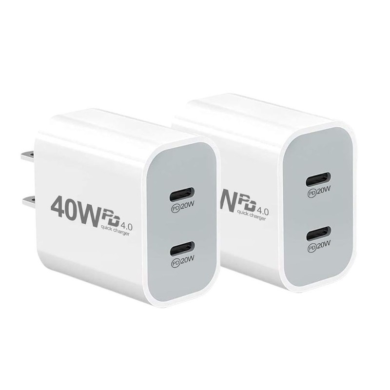 2 Pack PD 40W Fast Charger Block For iPhone 17 Air 16 15 14 13 12 11 USB C Cable