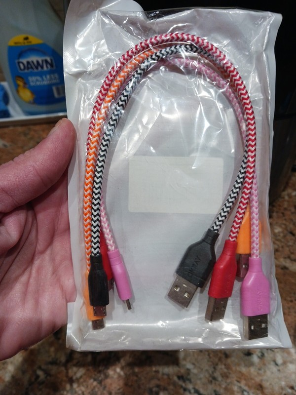 OKRAY 4pc. Micro USB Charging Cables Short Colorful Nylon Braided For Samsung. gallery