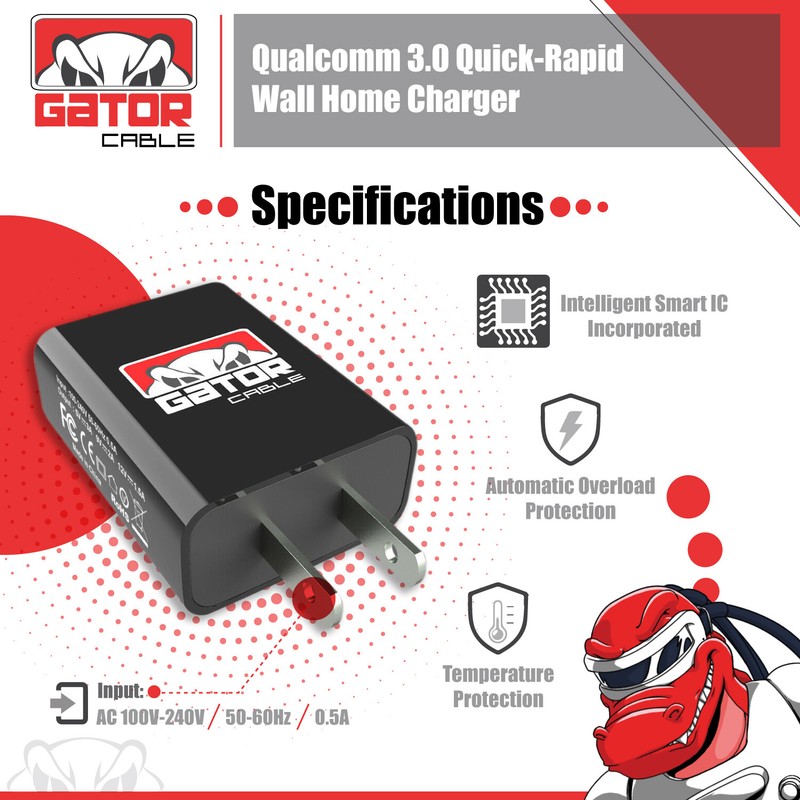 USB 3.0 Wall Home Charger Adapter Power Plug QC Qualcomm Fast Quick Charge 18W gallery