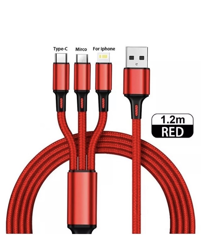 3 in 1 USB Micro Type C Fast Charging Cable Cell Phone Tablet Tab Cord Charger