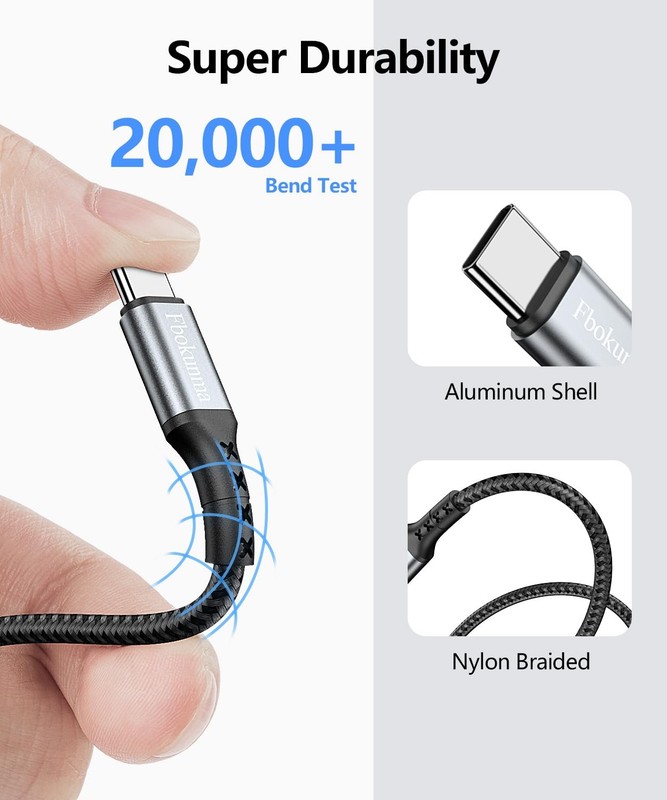 Fbokunma Short USB C to USB C Cable 1.5FT 2Pack, 60W Fast Charging Type C Cha... gallery