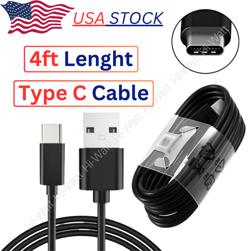 USB Type C Cable 4FT Fast Charging For Samsung Galaxy S8 S9 S10 S20 Plus Note 8
