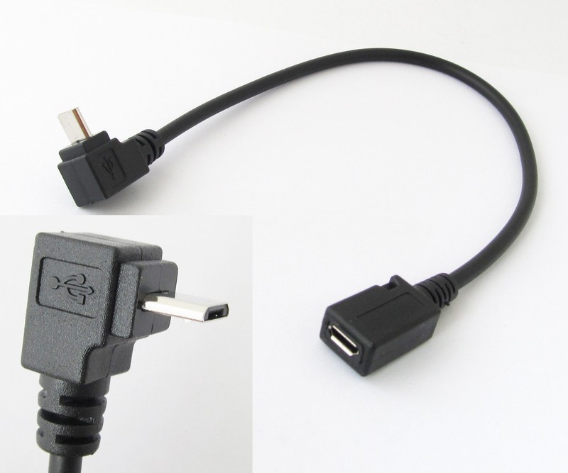 4pcs 1ft/30cm Micro 5pin USB Male To Female Right Angle UP Direction Cable Cord