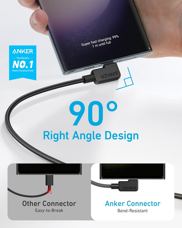 Cable [2 Pack 6FT], Right Angle USB a to USB C Braided Cable, Durable 90 Degree gallery