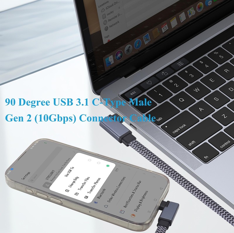 2 PCS 0.3m Right Angle USB 3.1 TypeC To TypeC 10Gbps 60W 3A Fast Charge gallery