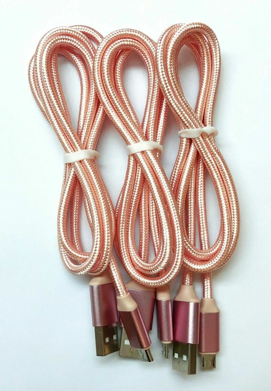 3Pack Micro USB Fast Charging Cable Cord For Samsung Android Phone Charger Rose