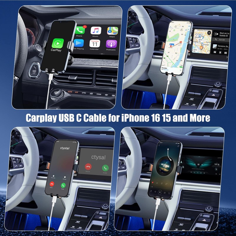 2 Pack CarPlay Cable For iPhone 3.3FT Fast Charging USB Data Sync Cord gallery