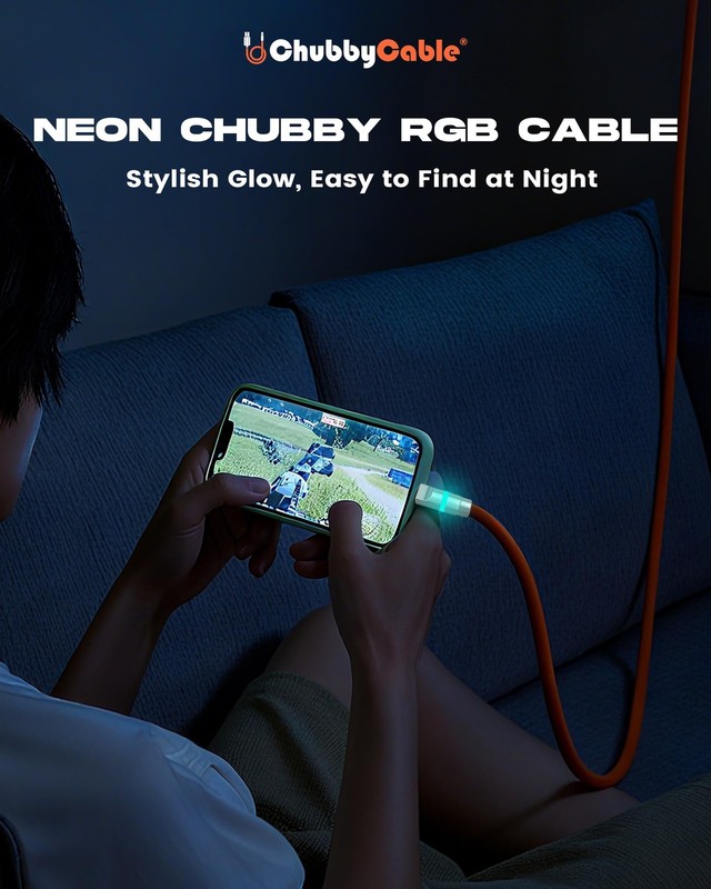 Neon Chubby - Fast Charge Cable with Smart Light RGB Color Gradual Light Up 1... gallery