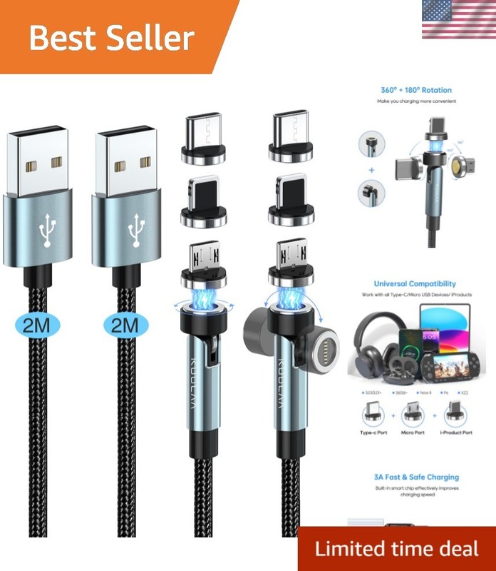 Ultimate 6FT Magnetic Charging Cable Set: 3-in-1, Fast Charging & Data Transfer