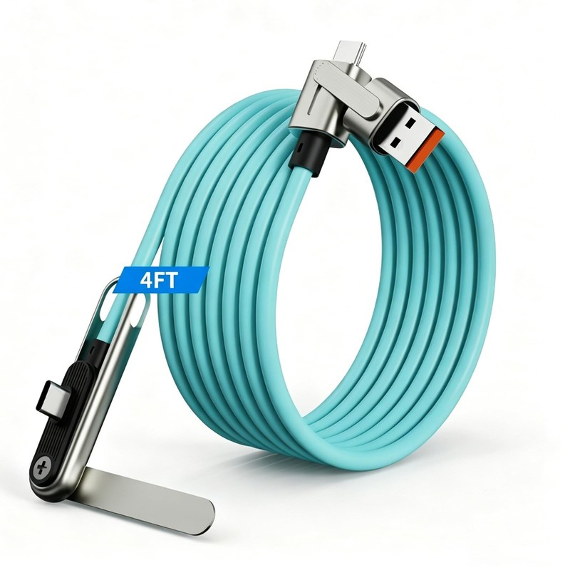2-in-1 USB C/A to USB C Cable Fast Charging 4FT Type-C 240W Invisible Holder ...