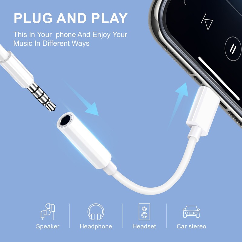 TPE White USB C To 3.5mm Jack Headphone Adapter For Samsung Android Cell Phone gallery