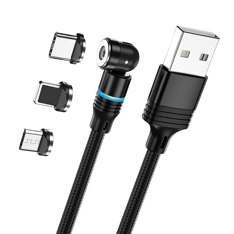 360°+180° Fast Magnetic Cable Type C Micro USB Charger Cord For Android Phone .