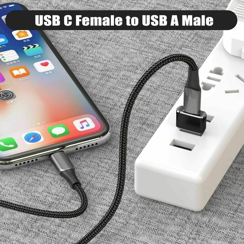 2x USB C 3.1 Type C Female to USB 3.0 Type A Male Port Converter Adapter Black gallery