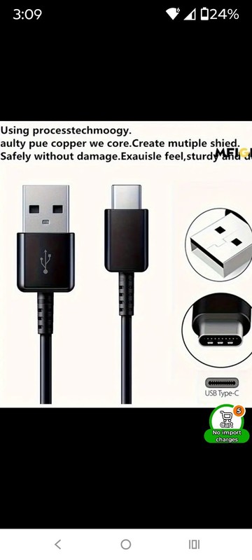 Usb-A To Usb-C Charging And Data Cable. 4ft Long. Brand New. gallery