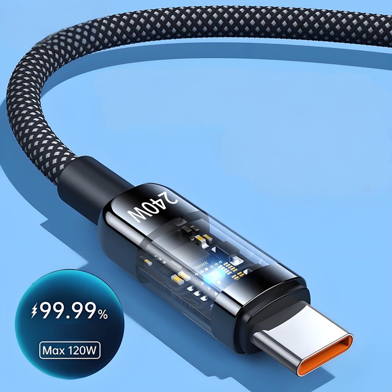 USB Type-C 240W Super Fast Charging Cable Braid Phone Charger Lead Display USB-A gallery