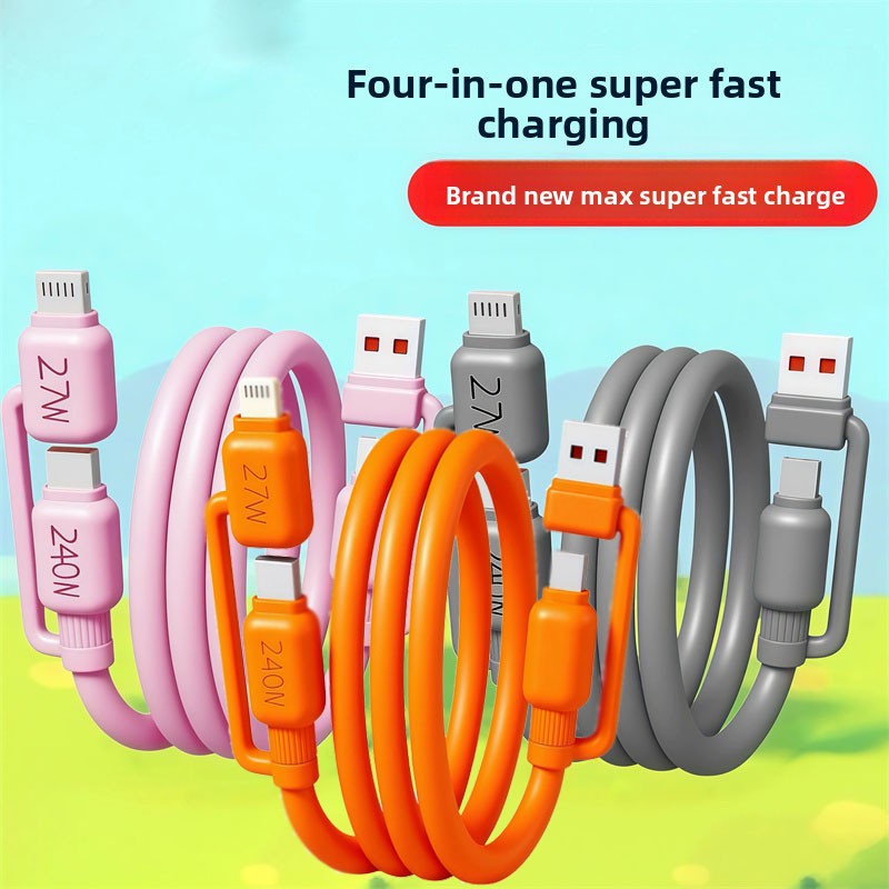 240W 4 in1 Multi USB Charging Cable Fast Charger Cord For iPhone/Samsung/Type-C gallery