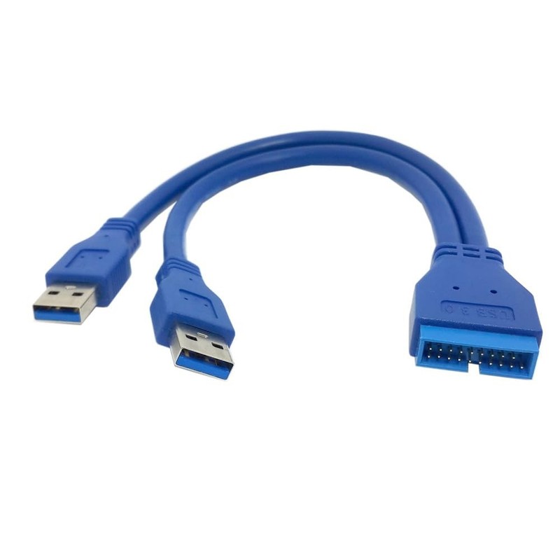 Dual Port USB 3.0 A Male To 20 Pin Male Motherboard Extension Cable 5Gbps PC gallery